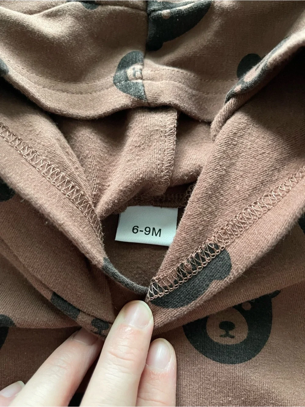Bear Print Hoodie & Jogger Set - Brown
